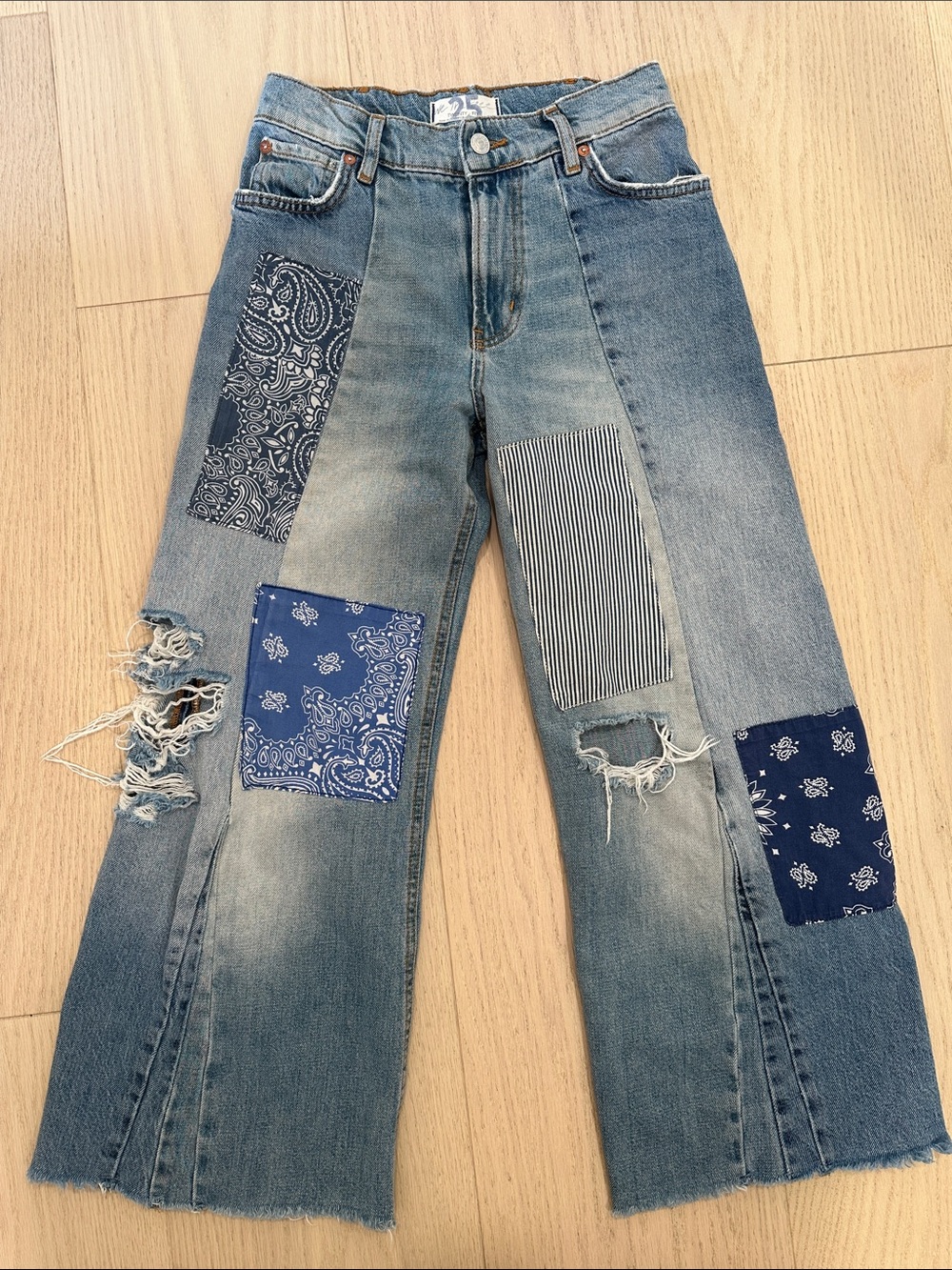 We The Free Blue Heart of Gold Wide Leg Crop Jeans